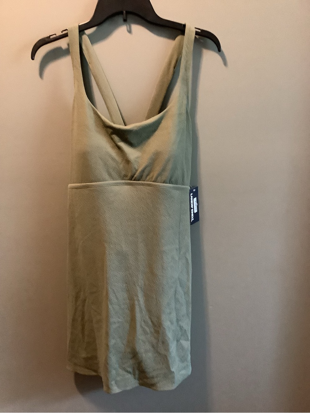 Lands' End Olive Green Cowl Neck One-Piece Swim Dress
